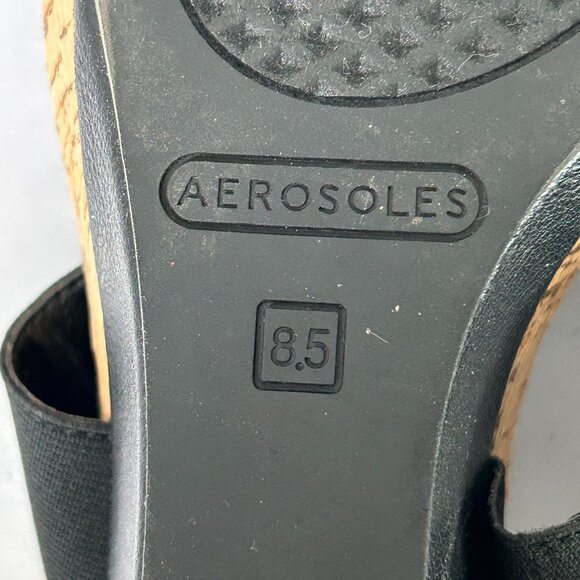 Aerosoles Putnam Wedge Sandal Womens 8.5 M Black Slingback Cork Elastic  Strap - Picture 11 of 12